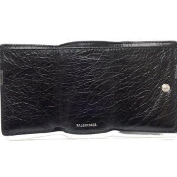 BALENCIAGA Paper Mini Wallet Trifold Leather Black Greffiti - Picture 3 of 8